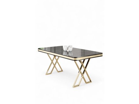 HANAH HOME Trpezarijski sto Vals Black Marble Gold
