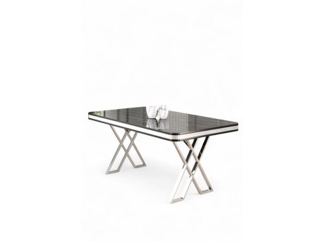 HANAH HOME Trpezarijski sto Vals Black Marble Chrome