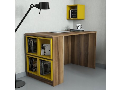 HANAH HOME Radni sto Box Walnut Yellow