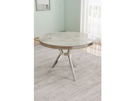 HANAH HOME Trpezarijski sto Mos White Marble Chrome
