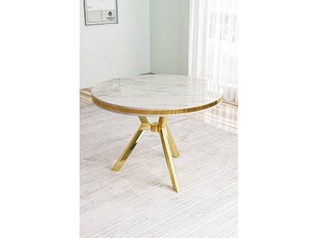 HANAH HOME Trpezarijski sto Mos White Marble Gold