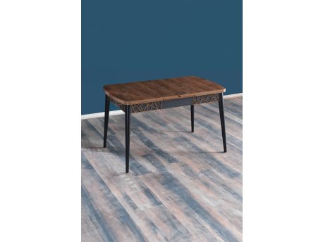 HANAH HOME Produžni trpezarijski sto Amalfi Motif Walnut Black