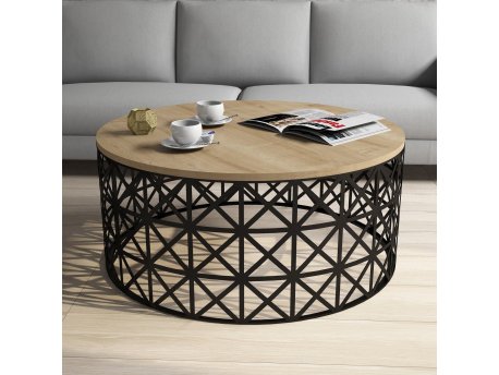 HANAH HOME Sto za kafu Selin Metal Ferforje Hrast