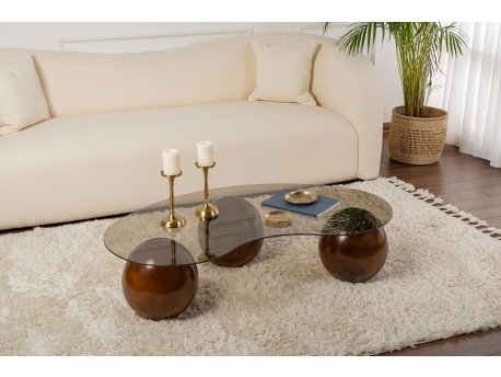 HANAH HOME Sto za kafu Sphere Walnut Bronze