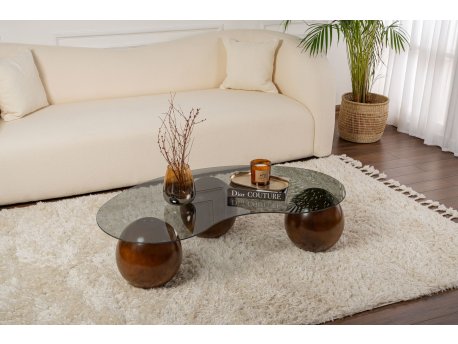 HANAH HOME Sto za kafu Sphere Walnut Grey