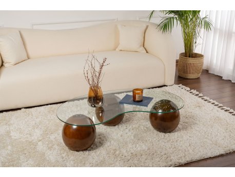 HANAH HOME Sto za kafu Sphere Walnut Transparent