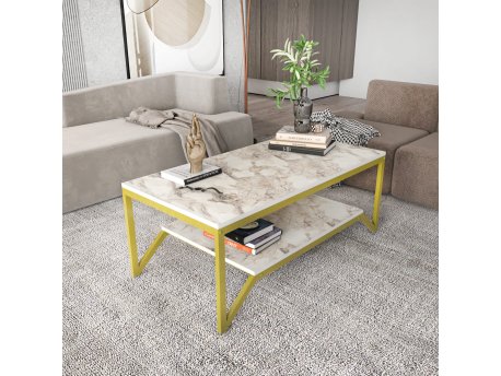 HANAH HOME Sto za kafu Flora Gold White