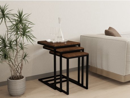 HANAH HOME Set 3 stočića Ege Walnut