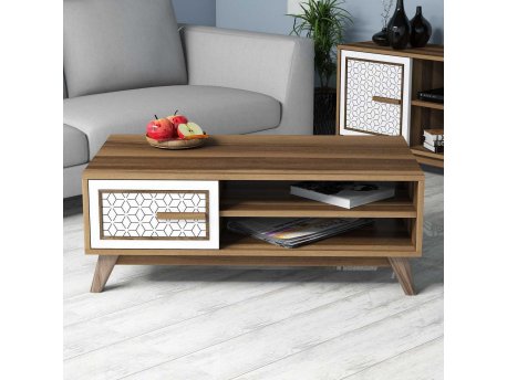 HANAH HOME Sto za kafu Ayla Walnut White