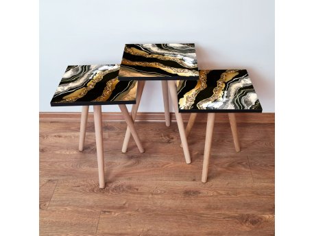 HANAH HOME Set 3 stočića 3Shp109 Black