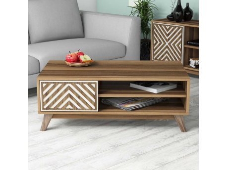 HANAH HOME Sto za kafu Inci Walnut Cream