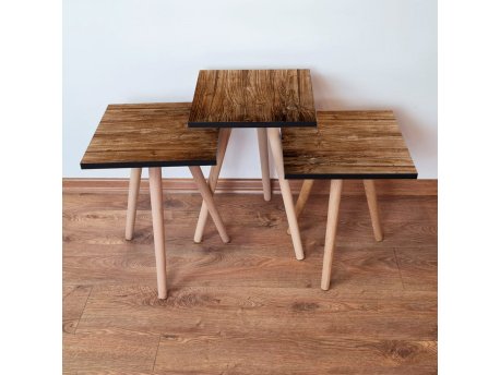 HANAH HOME Set 3 stočića 3Shp123 Brown