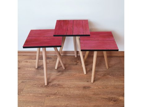 HANAH HOME Set 3 stočića 3Shp128 Red