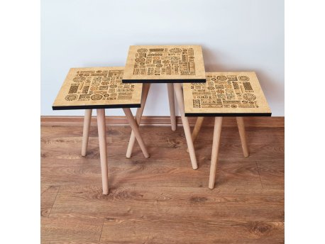HANAH HOME Set 3 stočića 3Shp153 Camel