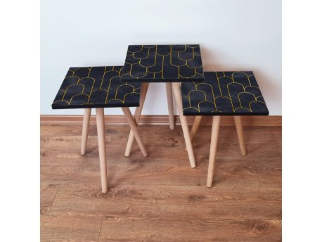 HANAH HOME Set 3 stočića 3Shp155 Black