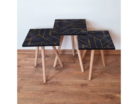 HANAH HOME Set 3 stočića 3Shp156 Black