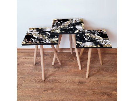HANAH HOME Set 3 stočića 3Shp159 Black