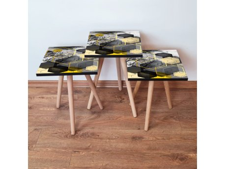 HANAH HOME Set 3 stočića 3Shp162 Black