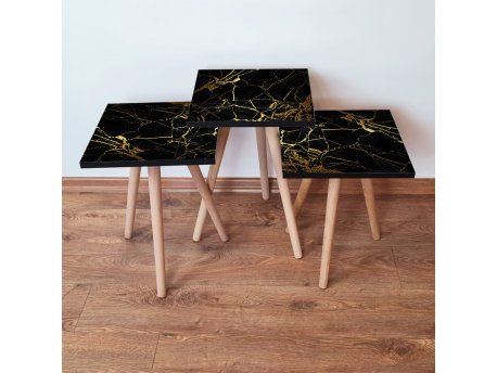 HANAH HOME Set 3 stočića 3Shp184 Black