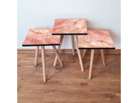 HANAH HOME Set 3 stočića 3Shp218 Salmon