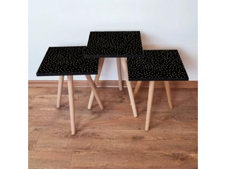 HANAH HOME Set 3 stočića 3Shp250 Black