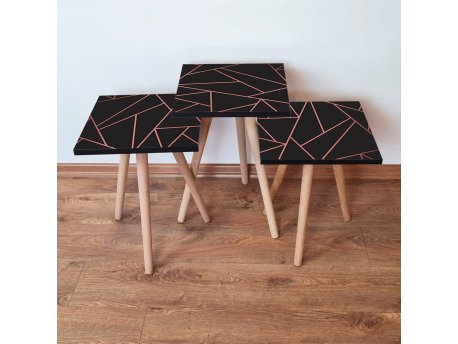 HANAH HOME Set 3 stočića 3Shp335 Black