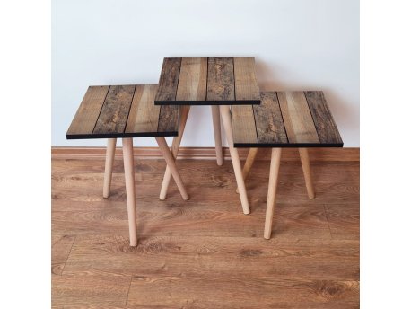 HANAH HOME Set 3 stočića 3Shp355 Brown