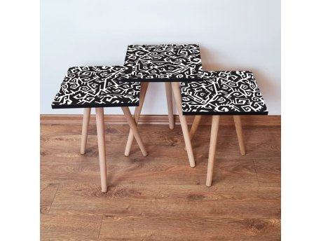 HANAH HOME Set 3 stočića 3Shp377 Black