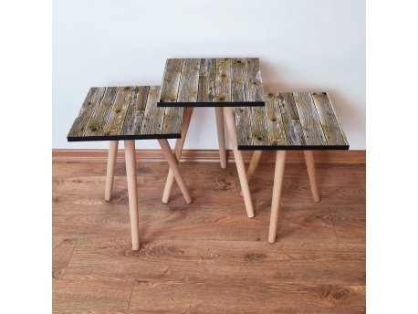 HANAH HOME Set 3 stočića 3Shp381 Brown