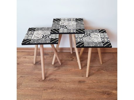 HANAH HOME Set 3 stočića 3Shp384 Black