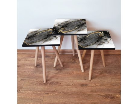 HANAH HOME Set 3 stočića 3Shp391 Black