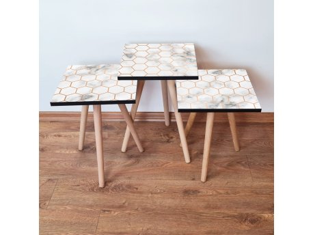 HANAH HOME Set 3 stočića 3Shp397 White