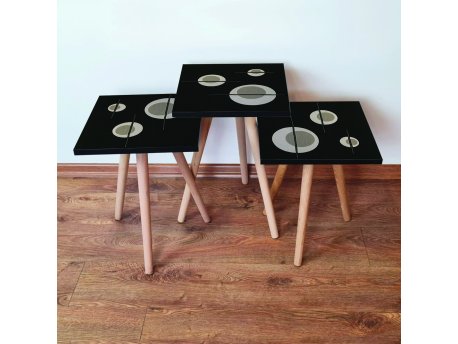 HANAH HOME Set 3 stočića 3Shp65 Black
