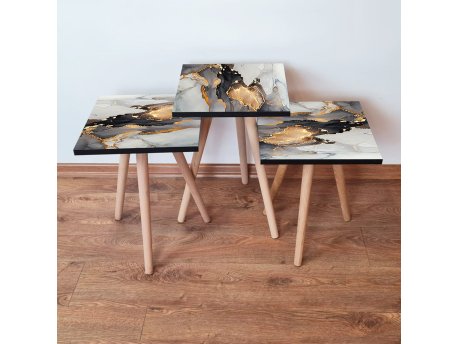 HANAH HOME Set 3 stočića 3Shp83 Black