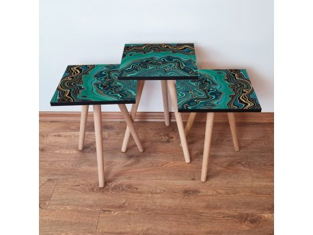 HANAH HOME Set 3 stočića 3Shp87 Green