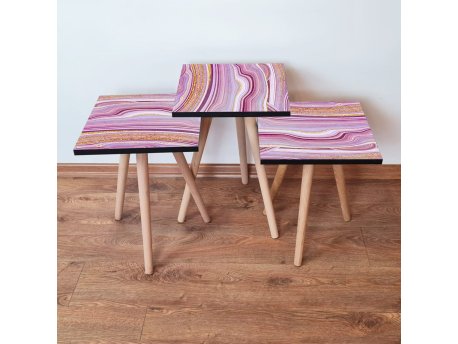 HANAH HOME Set 3 stočića 3Shp88 Pink
