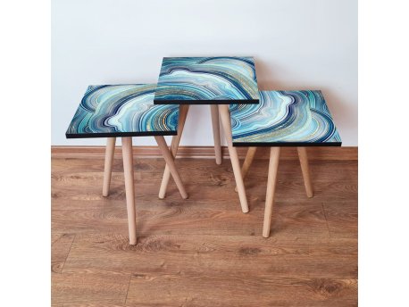 HANAH HOME Set 3 stočića 3Shp89 Navy Blue