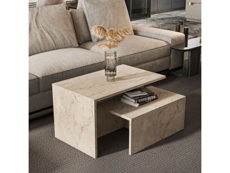 HANAH HOME Set 2 stočića Twins Travertine