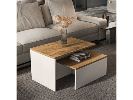 HANAH HOME Set 2 stočića Twins Oak White