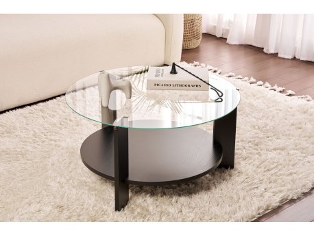 HANAH HOME Sto za kafu Clara Wood Black Transparent