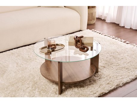 HANAH HOME Sto za kafu Clara Walnut Transparent