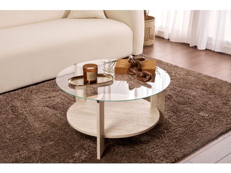 HANAH HOME Sto za kafu Clara Travertine Transparent