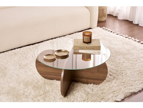 HANAH HOME Sto za kafu Aeris Walnut Transparent