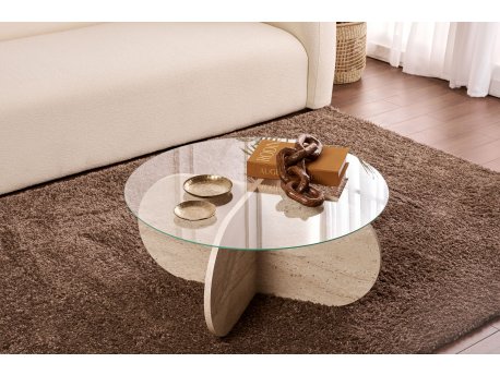 HANAH HOME Sto za kafu Aeris Travertine Transparent