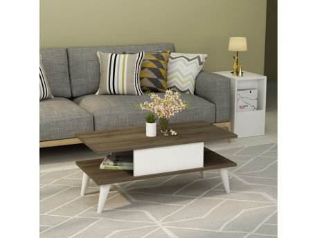 HANAH HOME Sto za kafu Beta Walnut White