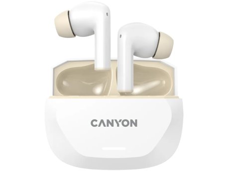 CANYON Slušalice HEXAGON 7 TWS ANC+ENC Wireless Charge White Beige