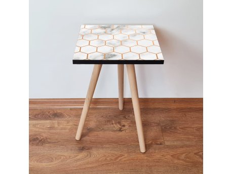 HANAH HOME Pomoćni stočić Shp1 White Gold Black