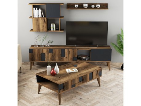 HANAH HOME Set nameštaja za dnevnu sobu Madrid Anthracite