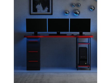 HANAH HOME Gaming Desk Phoenix 7 Black Red