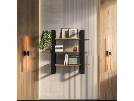 HANAH HOME Zidna polica Suno Black Oud Oak